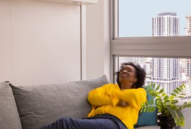 Woman relaxing in pad