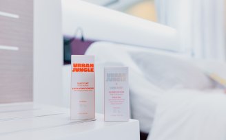 Two Urban Jungle products on YOTEL bed