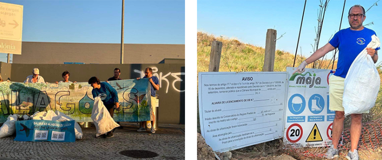Two images of groups doing environmental work 