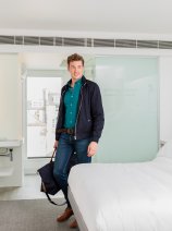 YOTEL Edinburgh guest in Premium Queen cabin