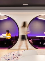 People working in pods at YOTEL Miami