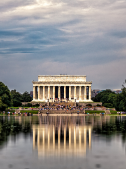 The Lincoln Memorial in Washington DC on an overcast day