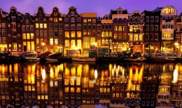Amsterdam street at night