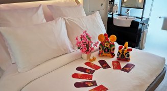 Yotel Singapore room and staycation Chinese New Year decorations
