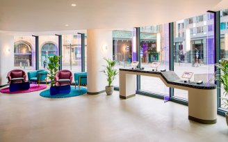 YOTEL Glasgow - Mission Control and check-in kiosks