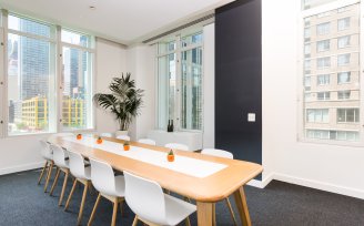 Meeting room with view of New York