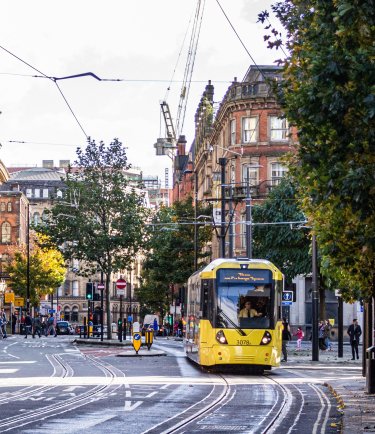 Manchester city centre and trams