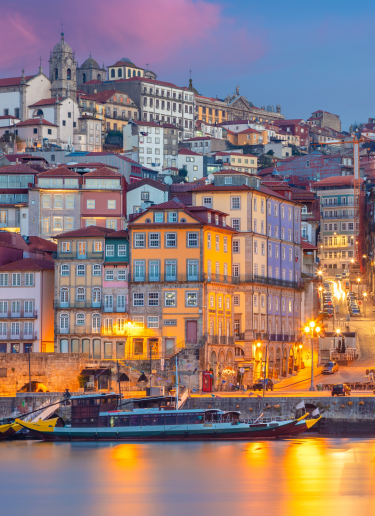 Porto at night from the Douro river