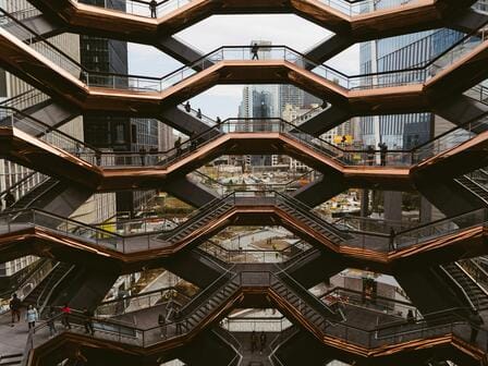 Many staircases at Hudson Yards in New York City