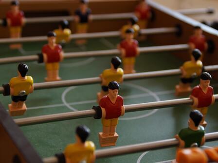 A foosball table