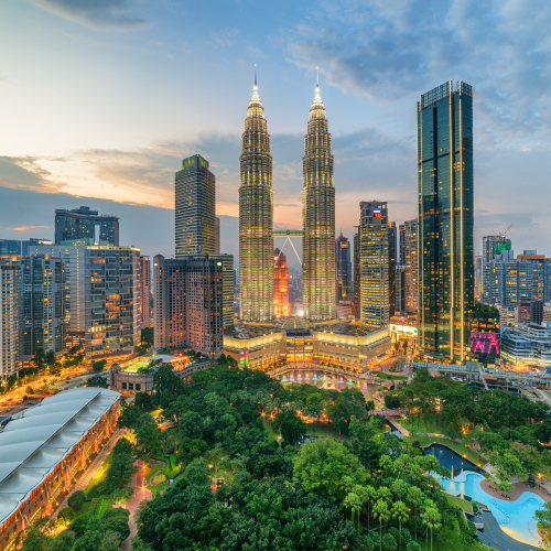 Kuala Lumpur skyline at dust