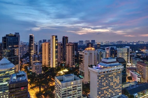 View of Singapore skyline from YOTEL Singapore