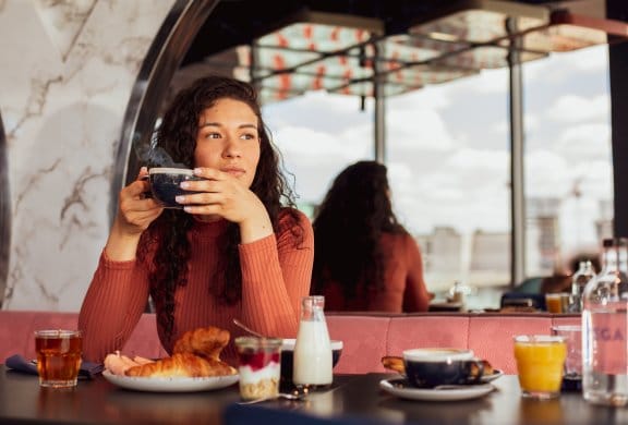 Girl drinking coffee