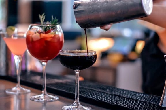 Selection of drinks on bar 