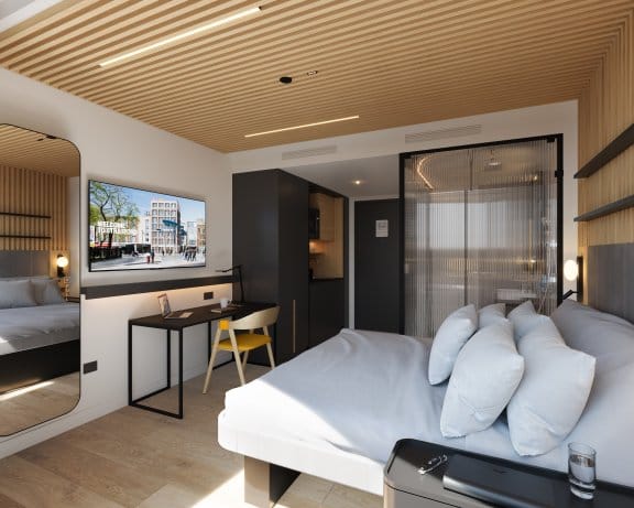 Studio PAD Plus with view towards bathroom
