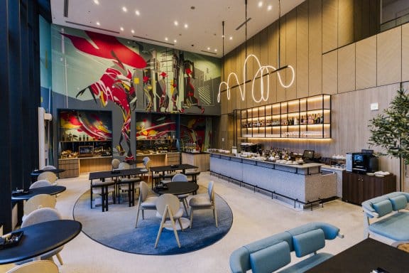 Wide view of breakfast buffet at YOTEL Tokyo Ginza