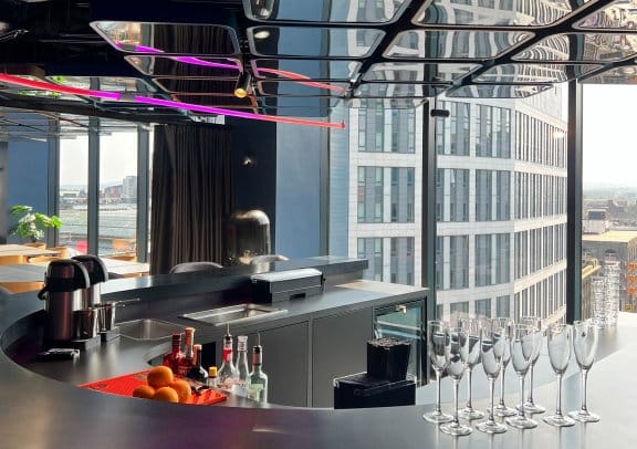 Bar showing skyline views