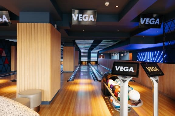 VEGA branded bowling alley
