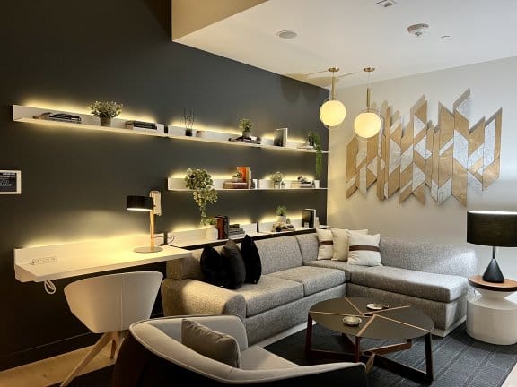 A cosy seating area in a hotel room