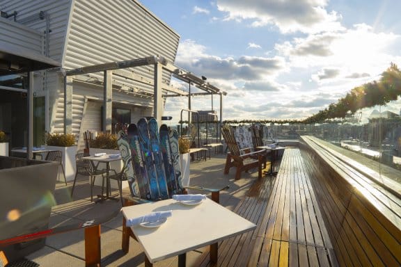 Sunset on a rooftop bar