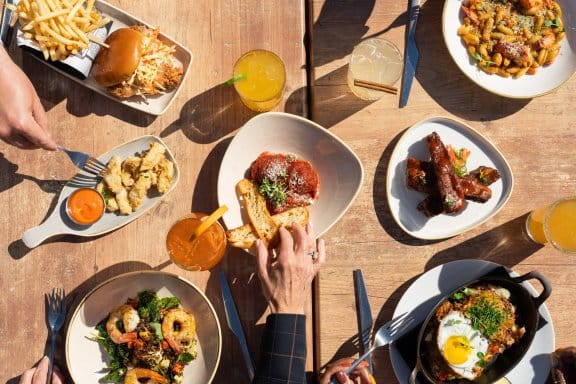 A large selection of food from a restaurant