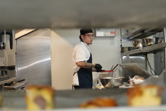A chef cooks