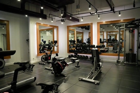A vast hotel gym