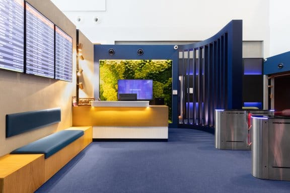 Hotel reception at an airport