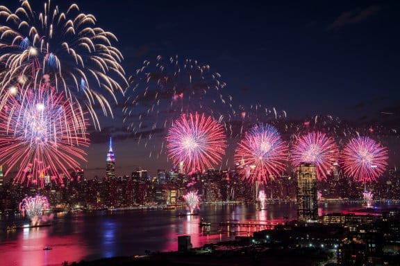 Fireworks over New York City