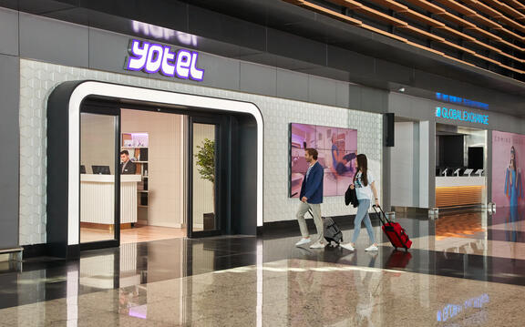 Entrance doorway and signage to YOTEL Istanbul Landside