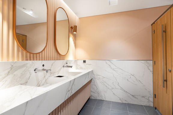 YOTEL Istanbul Airside Recharge Cabins shows bathroom with double sink