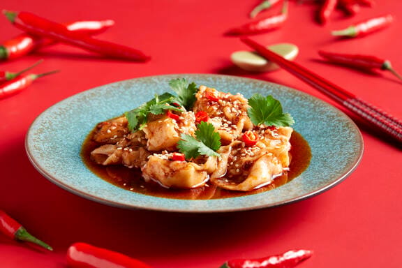A plate of fried asian food