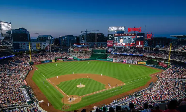 Baseball pitch at night - Washington DC