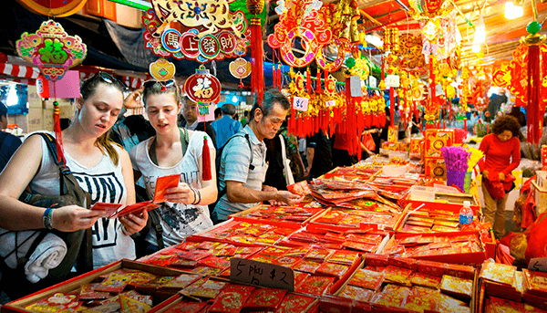 Tourist at Singapore market China Town