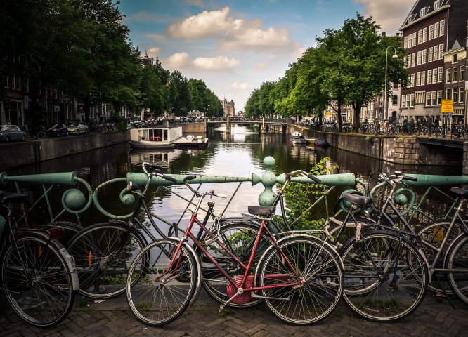 Amsterdam bikes by the canal