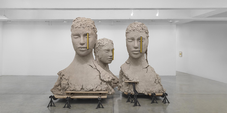 Large clay sculptures in gallery - New York City