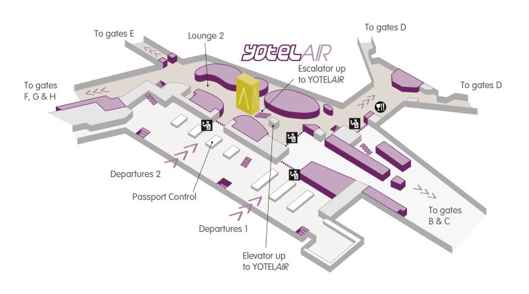 A map of YOTELAIR Amsterdam Schiphol Airport in Amsterdam Schiphol Airport