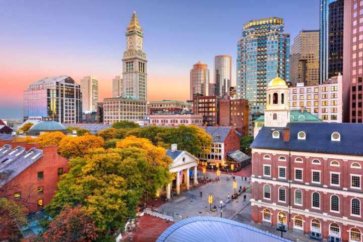 Fall view of Boston