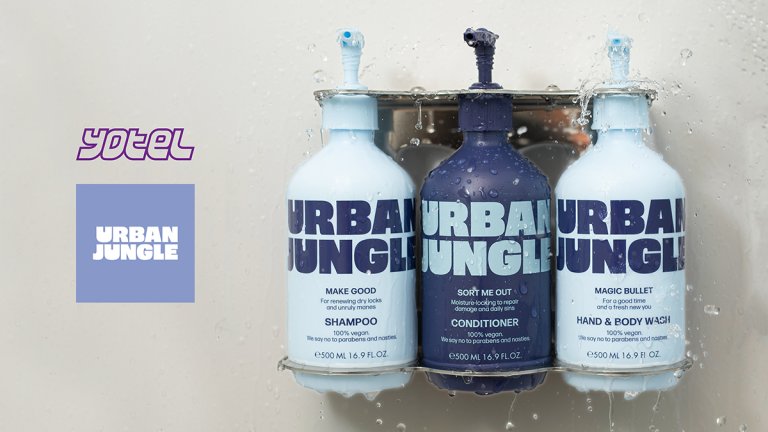 Three bottles of Urban Jungle in shower