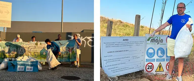 Two images of groups doing environmental work 