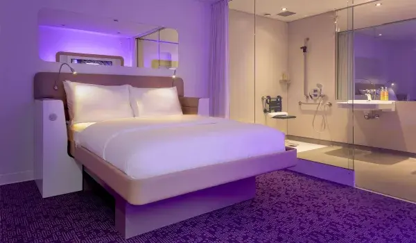 YOTELAIR Paris CDG premium queen accessible cabin.