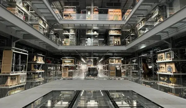 Interior of vast space filled with archived objects