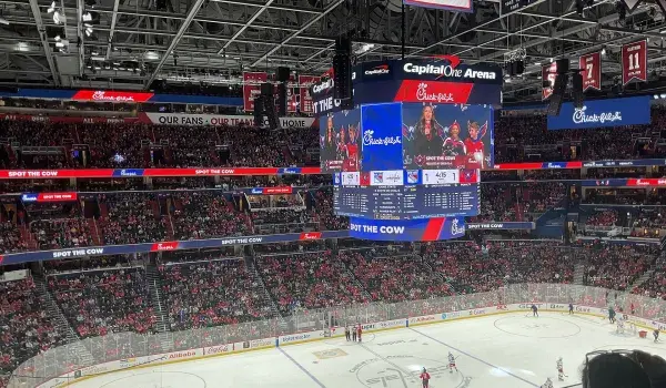 An ice hokey team to a huge crowd at Capital One arena