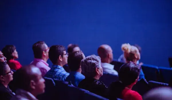 View of an audience from behind